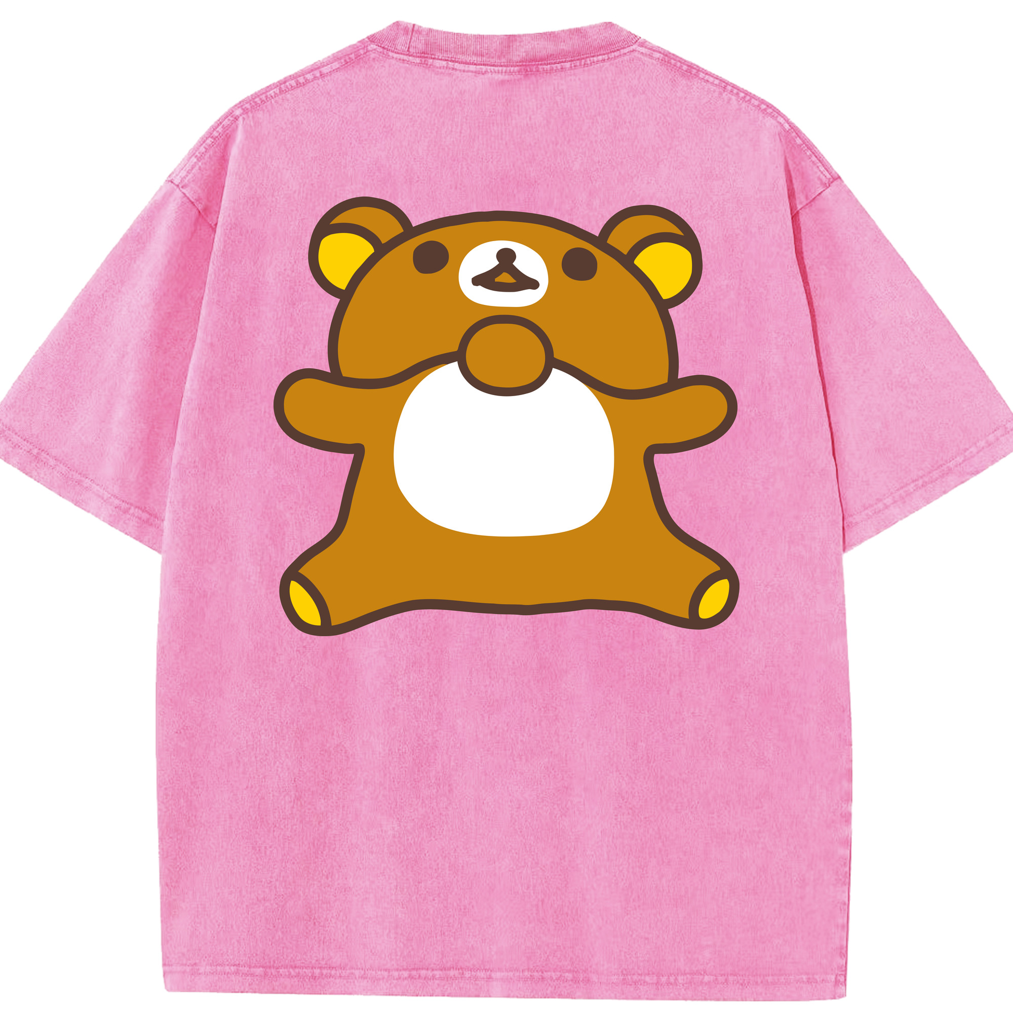 （画像用） リラックマ リラックマ キイロイトリ Rilakkuma Korilakkuma Kiiroitori 綿100% ヴィンテージ風 半袖Tシャツ（背面プリント）